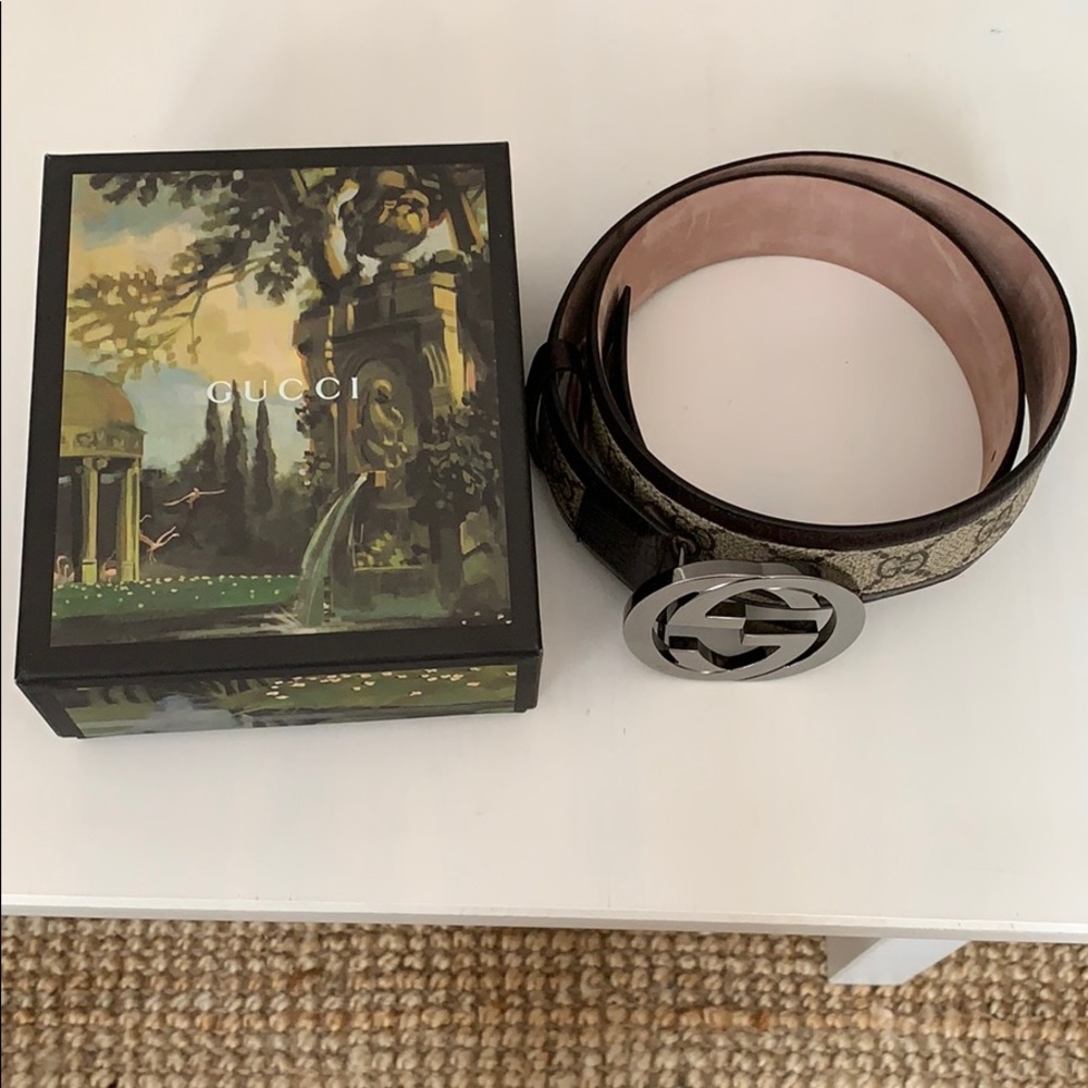 Gucci GG Supreme belt with G buckle 85 cm size M - Picture 5 of 8